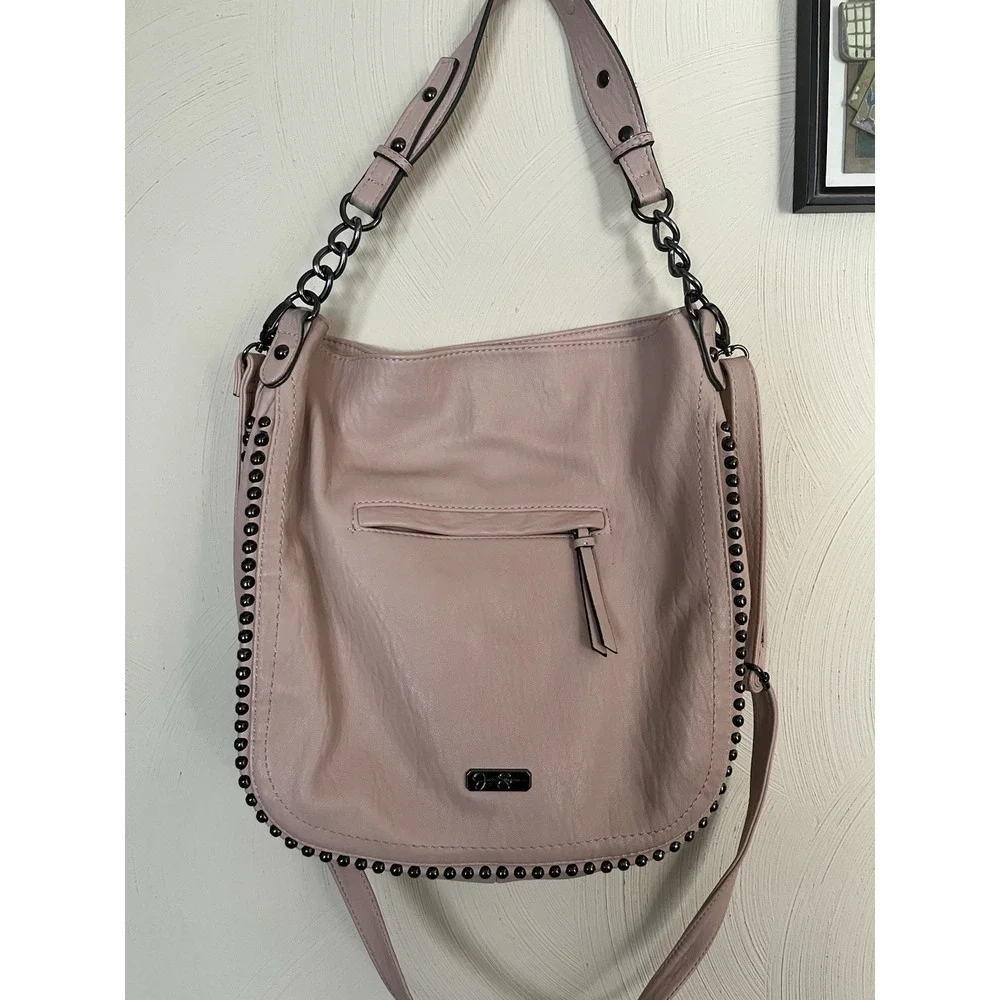 New! Jessica Simpson Camile Hobo Stud-Trim Shoulder Tote Bag